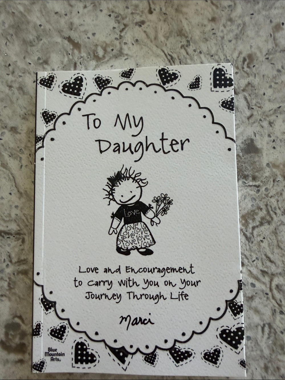 To My Daughter Sentiment Book- Black & White